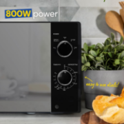 Picture of Black Digital Solo Microwave with 5 Power Levels, Automatic Defrost, 8 Auto Cook Menus