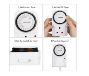 Picture of Timer Plug Socket UK, 24 Hour Programmable Energy Saving Light Timer for Home Security