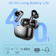 Picture of Wireless Bluetooth 5.3 Earbuds, HiFi Stereo Bass, 40H Playtime, ENC Noise Cancelling, IP7 Waterproof, USB-C, LED Display