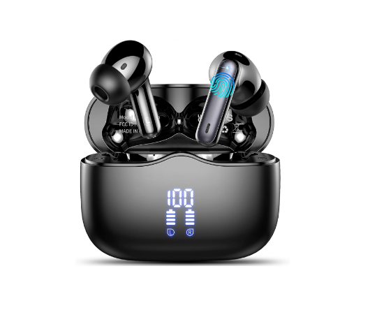 Picture of Wireless Bluetooth 5.3 Earbuds, HiFi Stereo Bass, 40H Playtime, ENC Noise Cancelling, IP7 Waterproof, USB-C, LED Display